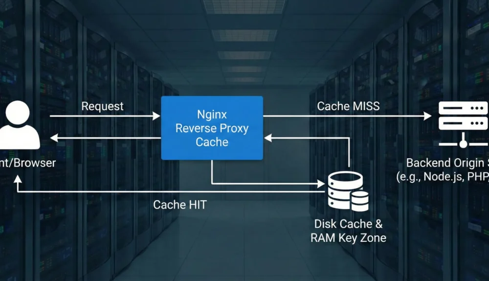 Diagram illustrating the Nginx caching secrets workflow